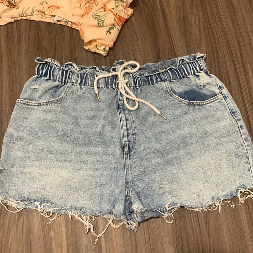 Wild Fable Light blue acid wash high rise jean shorts elastic tie